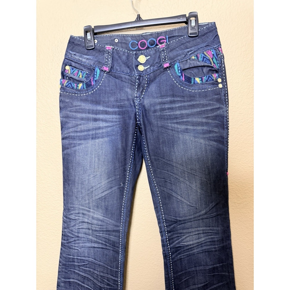 Coogi‎ Y2k Jeans Women's Low Rise Embroidered Size 7/8 Dark Wash Denim - Picture 3 of 10